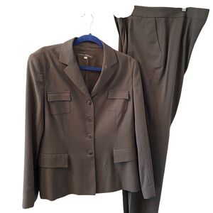 🇨🇦 Sandra Angelozzi Dark  Gray Wool blend Women's Pant Suit Size 44/14
